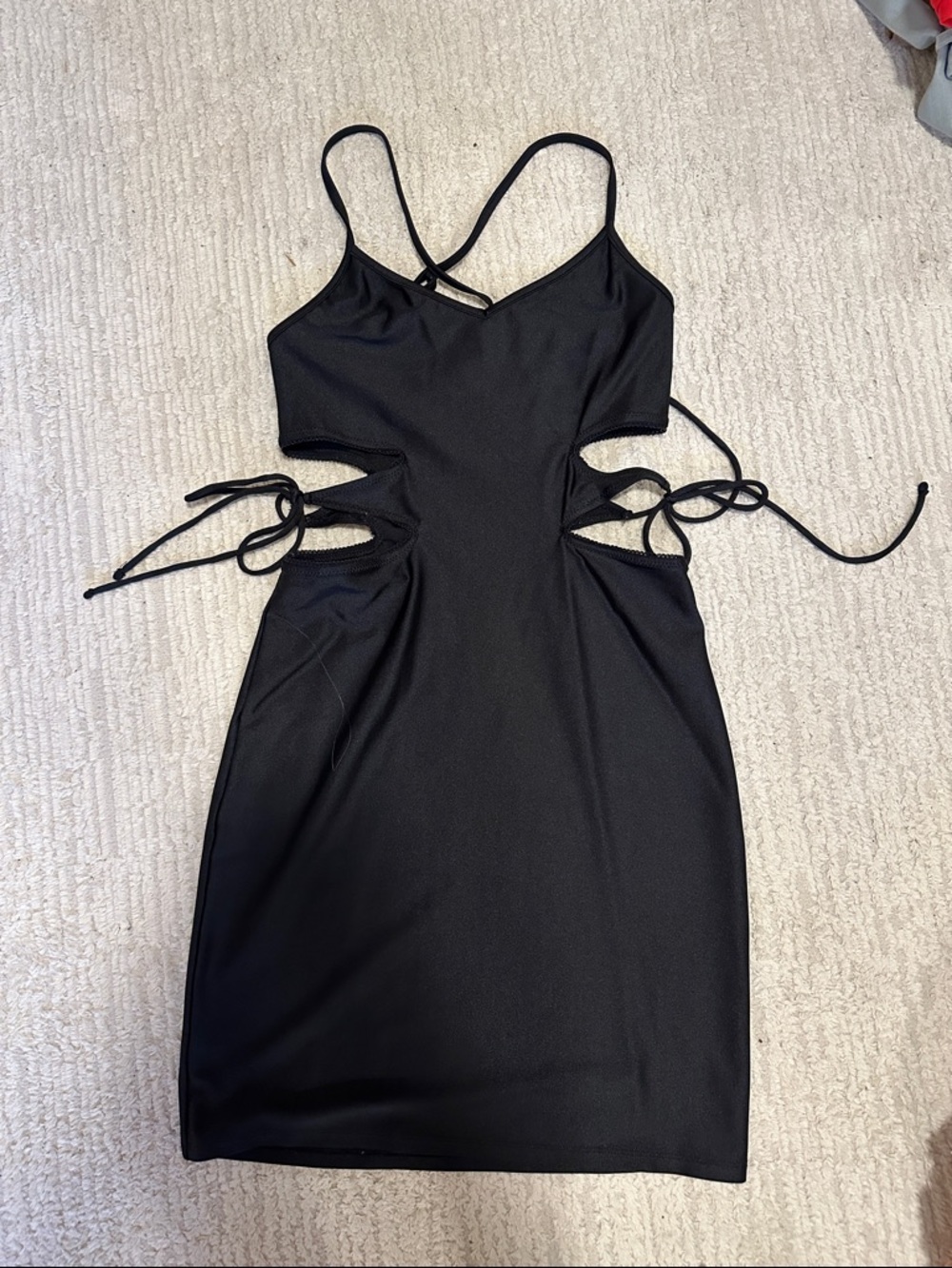 Urban Outfitters Black Cutout Tie-Side Bodycon Dress